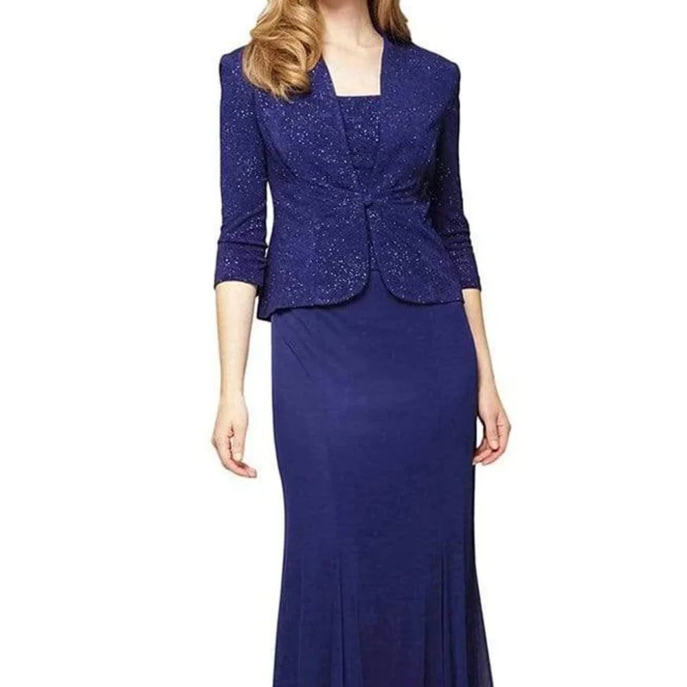Alex Evenings 2251651 Evening Gown Blue Size 8P